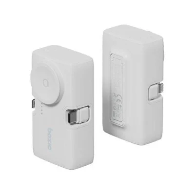 bazic gopower koda, 2in1 5000mah foldable usb-c / lightning pin powerbank with apple watch charger - vanilla